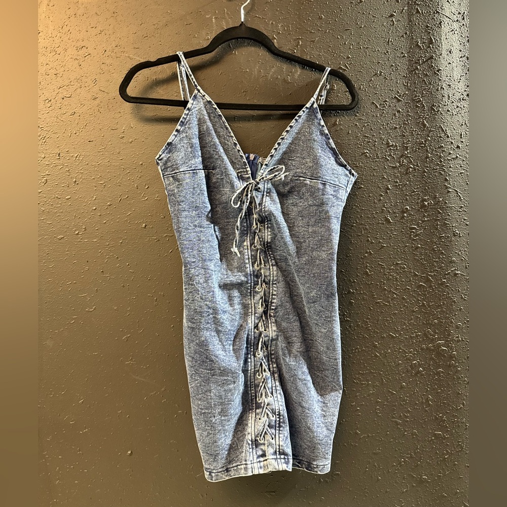 Stylish Denim Lace-Up Dress
